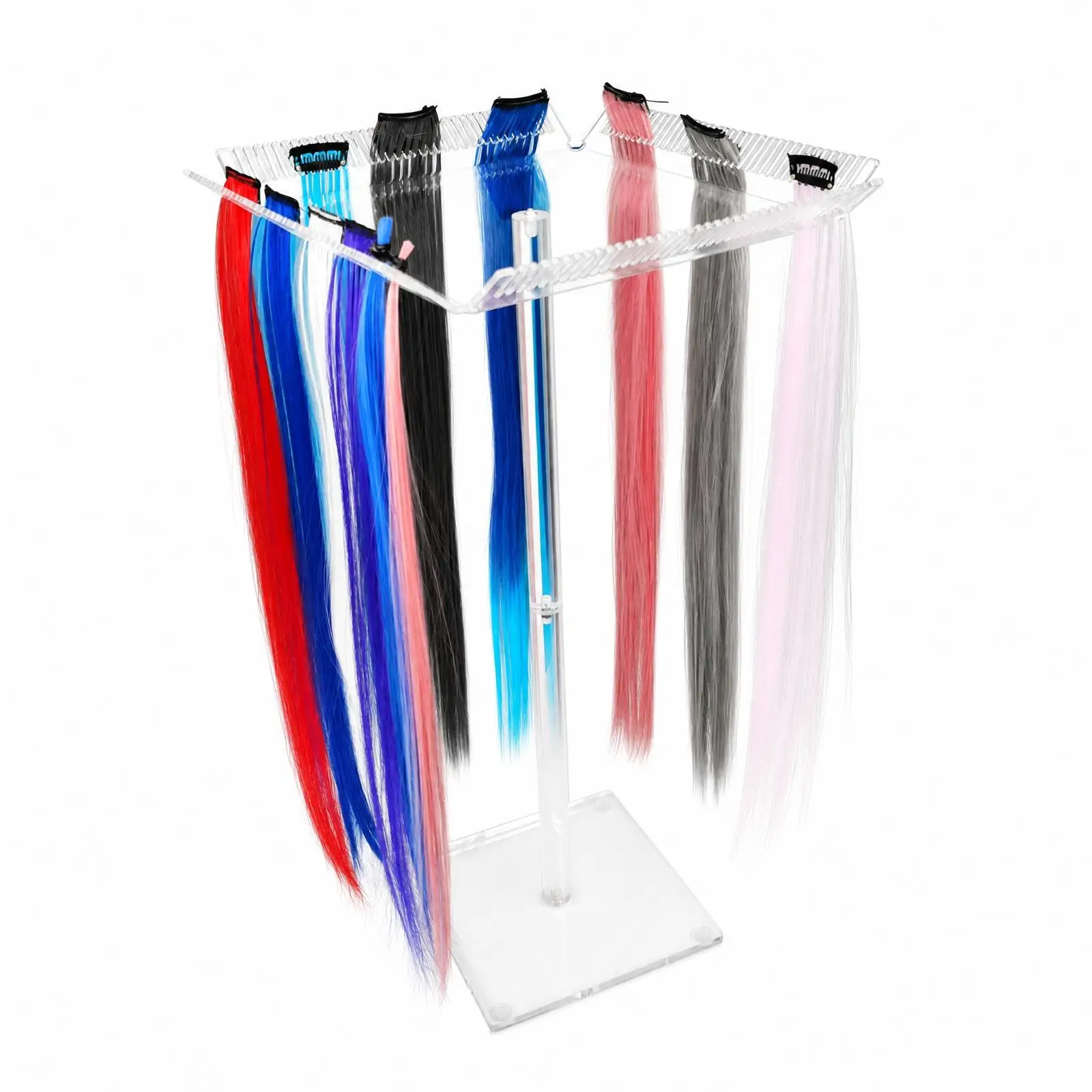 Tabletop Hairpiece Rack with Hanging Slots Transparent Acrylic Hairpiece Display Rack Space-Saving Detachable Hairpiece Display