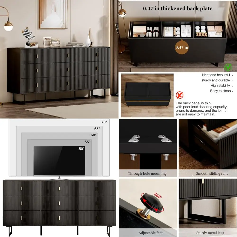 خزانة تخزين معاصرة ذات 9 أدراج للملابس والتنظيم، مناسبة لمساحات المعيشة وغرف النوم والقاعات #1