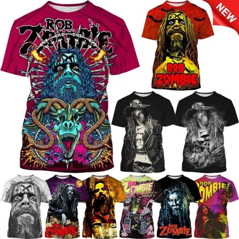 

Men's and women's New Actor Rob Zombie 3D Printed T-shirt Heavy Metal Rock singer T-shirt Round Neck Short-sleeved Casual Top