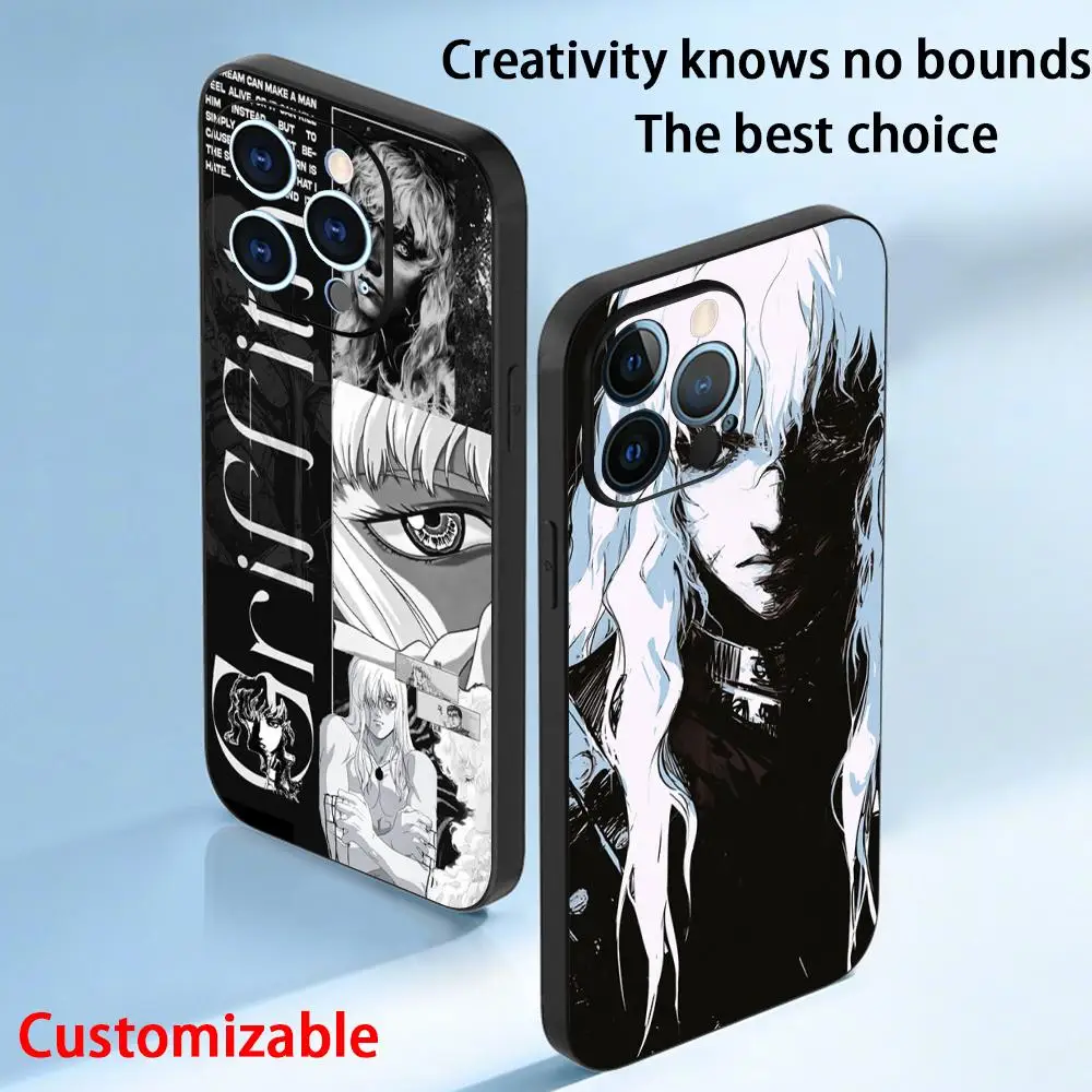 Чехол для телефона Griffith Anime Man с крутым дизайном для iPhone 16, 16e 15, 14, 13, 12, 11 Plus Mini Pro Max, мягкий черный противоударный чехол