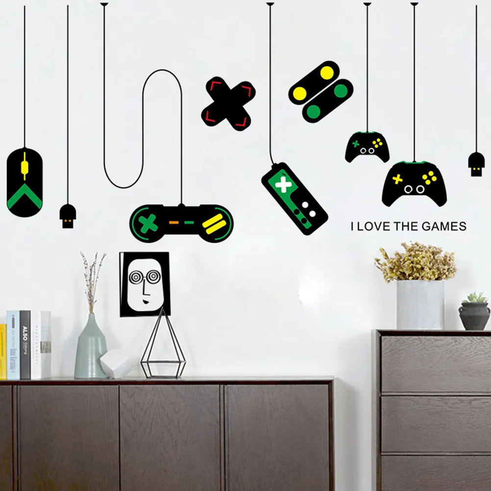 2Pcs Gaming Wall Decals Game Handheld Art Sticker Set for Kids Bedroom Living Room Decor Wall Stickers Decoration