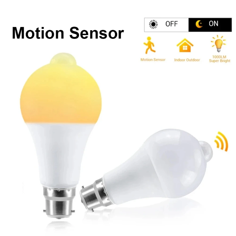 B22 LED Bulb Light 12W 15W 18W 20W PIR Sensor Motion Bulb Lamp Energy Saving For Living Room Bedroom Kitchen