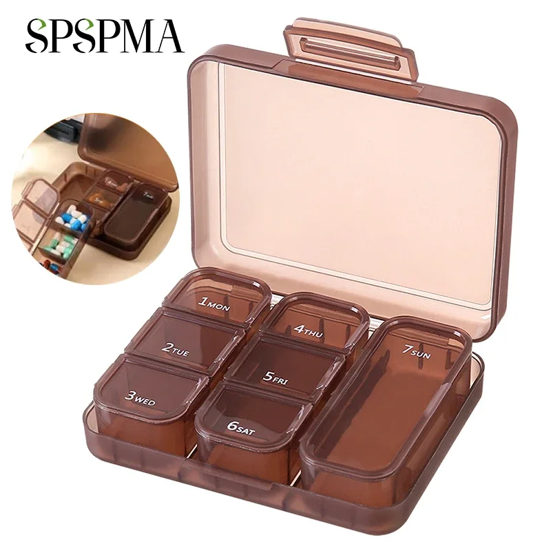 1PCS Portable Travel Pill Organizer -Organizer Perfect Weekly Pill Case Waterproof Pill Box for Daily, Fish Oils and Supplements