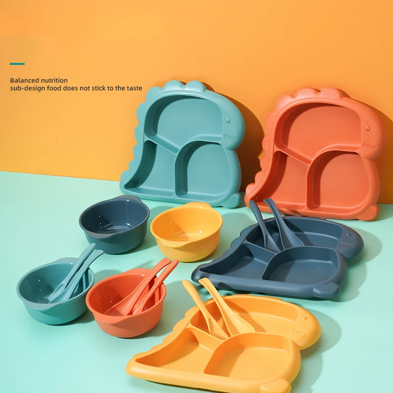 1PCS baby plate food separate utensils Small fries, snacks, tableware, plate cartoon dinosaur plate