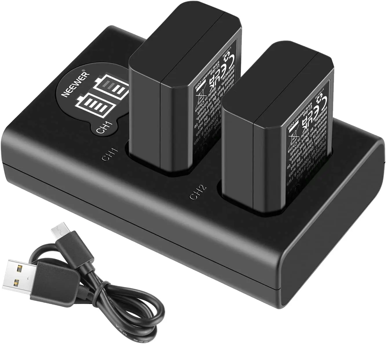 

Neewer NP-FW50 Camera Battery Charger Set for Sony ZV-E10, A7, A7R, A7RII, A7II, A7SII, A7S, a6300, a6400, a6500, RX10 Series