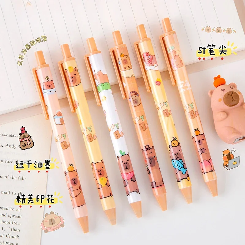 12Pcs Wholesale Cartoon Cute Kapibara gel pens Creative Animal Series Student Gift Capybara Stationery Back to school