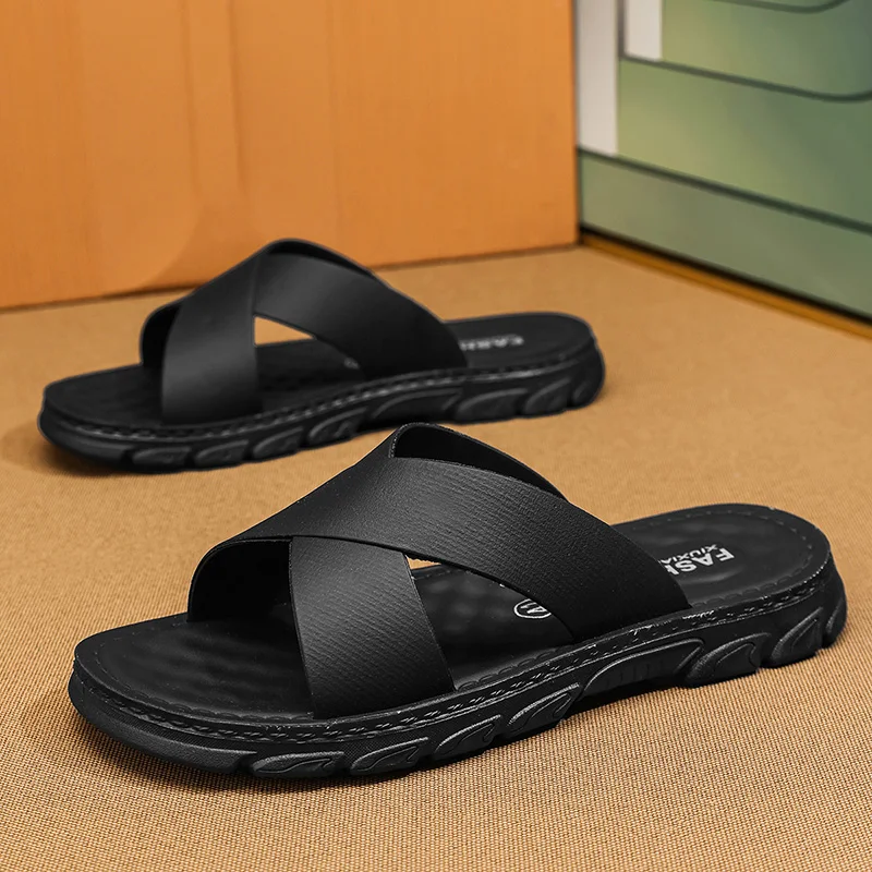 

Summer Minimalist Slippers for Men Plain Design Flexible Soft Sole Anti Slip Wear Resistant Footwear for Daily Casual Wear