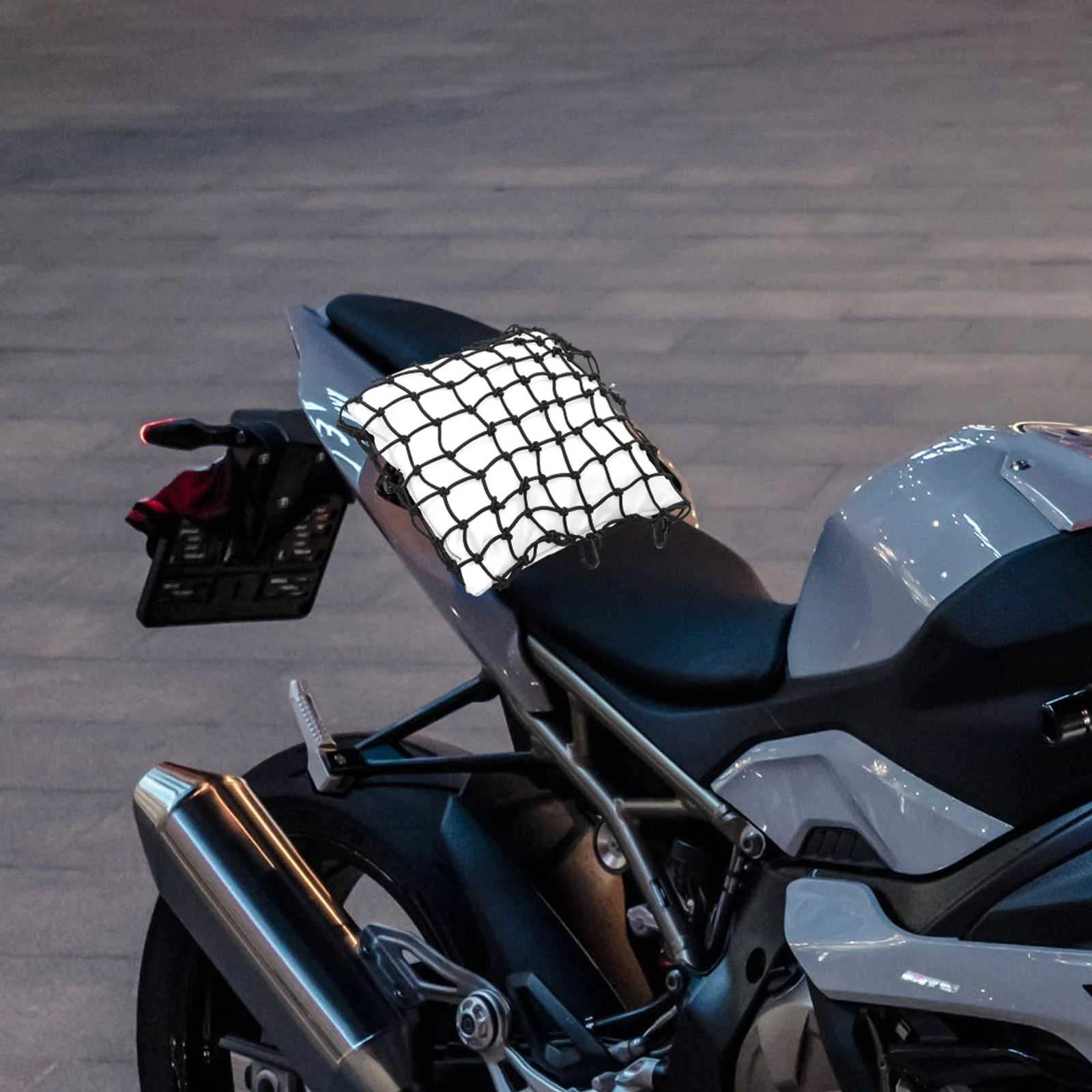 

1 Set Black Luggage Tank Mesh Car Cargo Organizer Motorcycle Mesh Elastic Hooks Storage Net Durable Rear Cargo Area