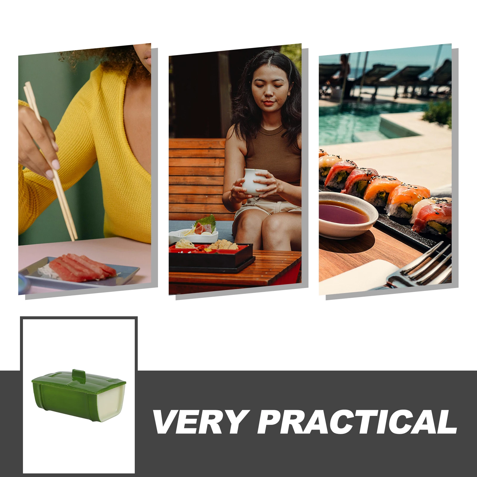 

Sushi Plate Japanese Style ABS Material Easy Clean Multi Function Food Display Dish Practical Storage Sashimi Serving