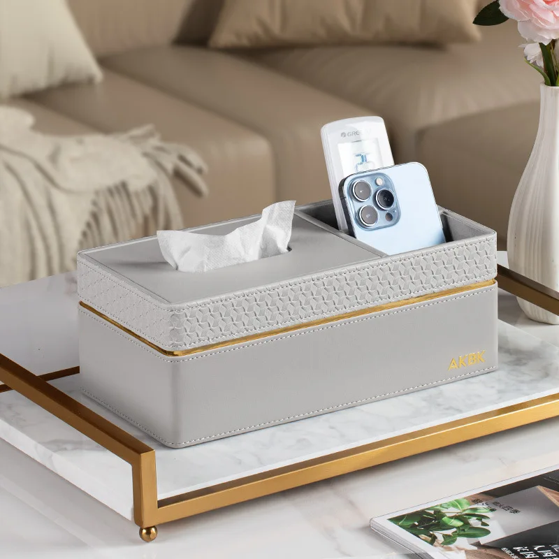 Luxury PU Leather Tissue Box Napkin Holder Home Living Room Hotel KTV Decor Bedroom Tissue Storage Box Remote Control Holder