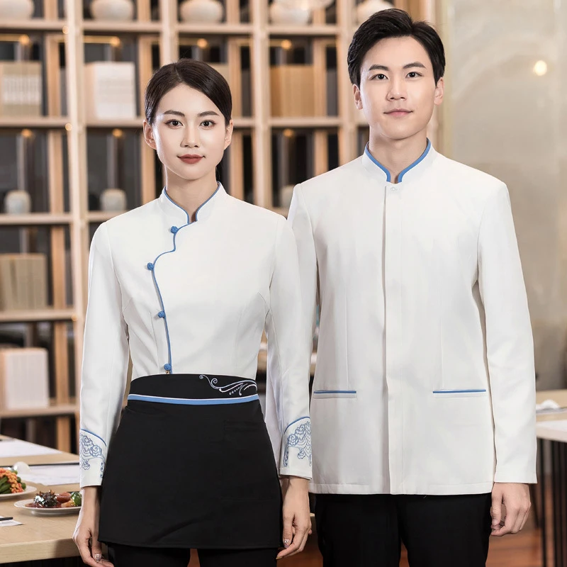 hotel-waiter-work-uniform-long-sleeved-women's-restaurant-uniform-chinese-restaurant-sichuan-cuisine-staff-clothing-short-sl