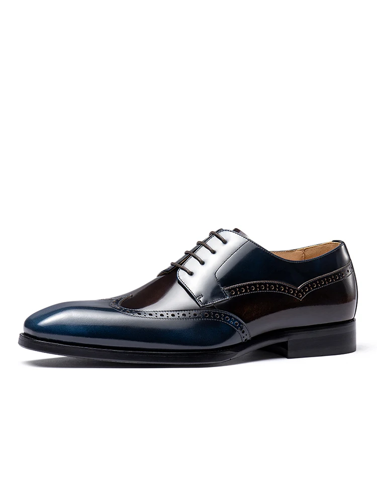 Chaussures formelles en cuir véritable pour hommes, semelle optique, à lacets, chaussures d'affaires décontractées, chaussures de mariage pour marié, printemps et automne, nouveau