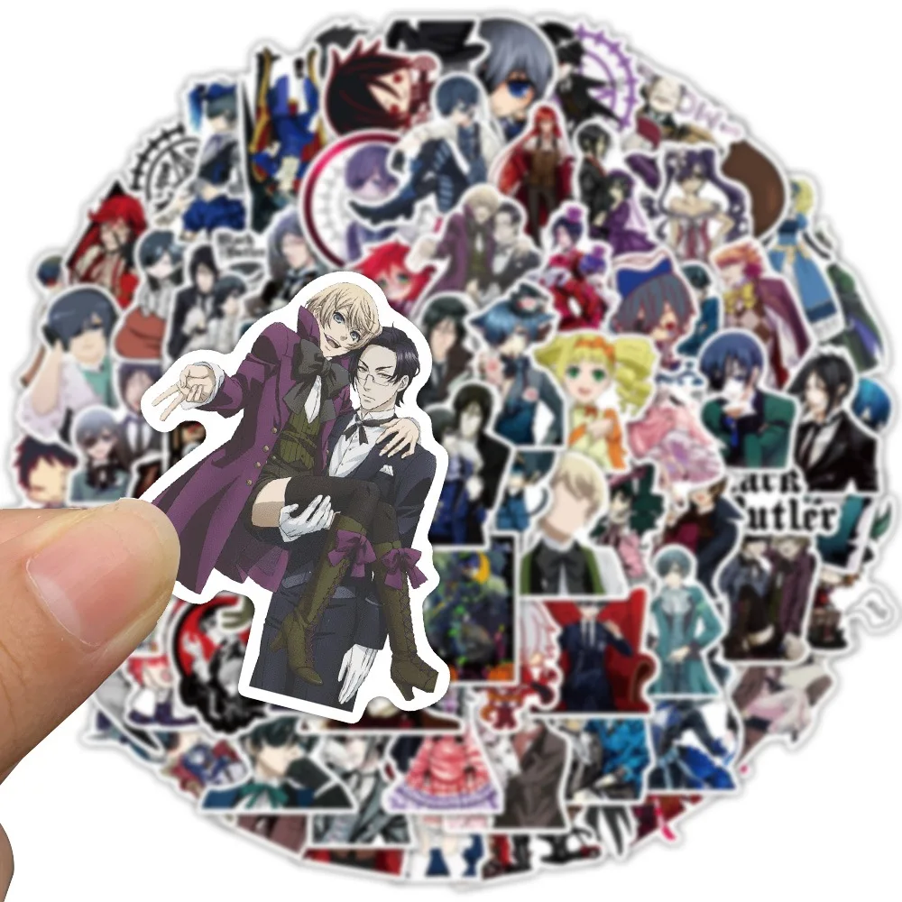 100Pcs Black Butler Anime Stickers Sebastian Michaelis Decals Kids Toys Skateboard Laptop Phone Car Waterproof Sticker