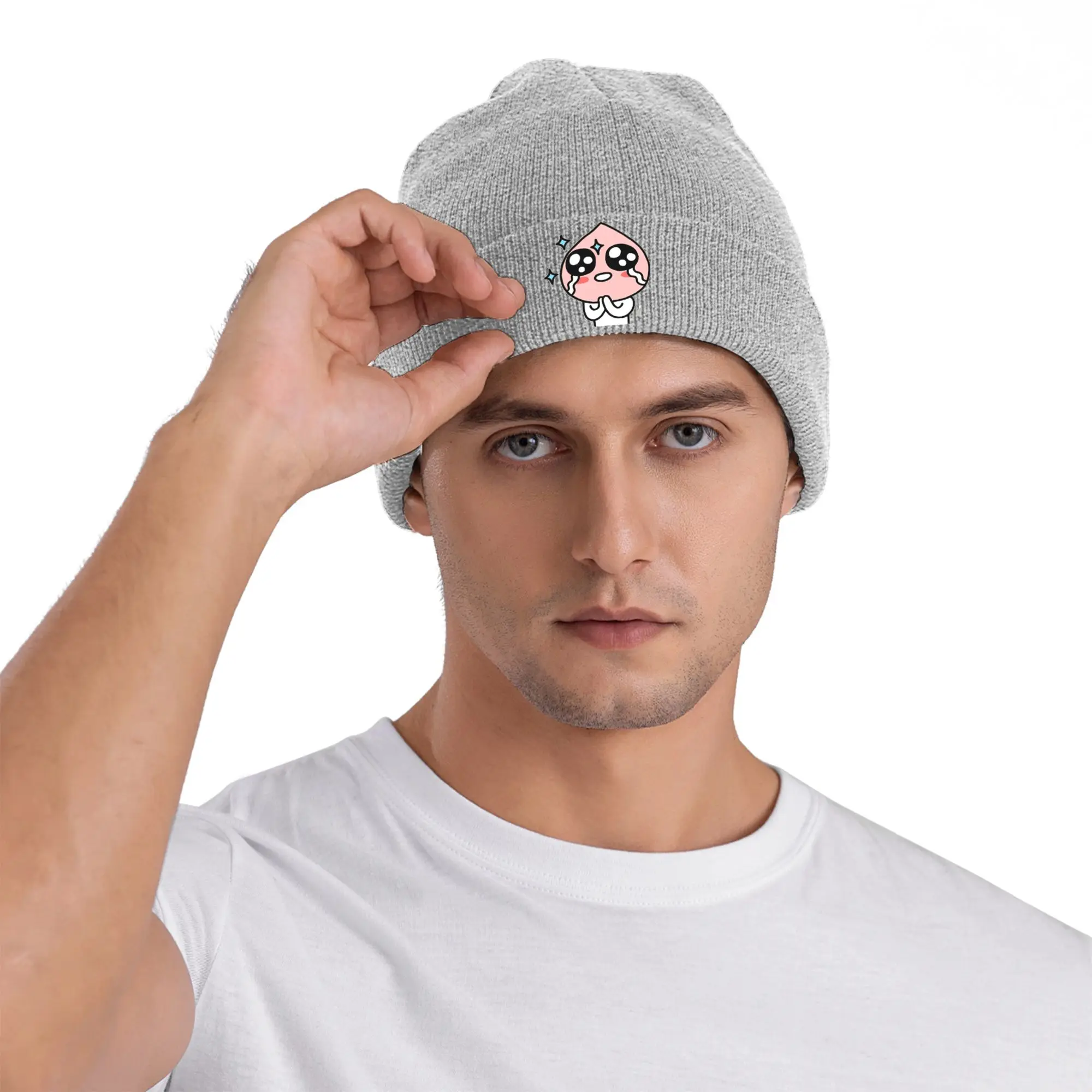 KakaoTalk Friends Apeach Knit Hat  Funny Caps Men Women Unisex Kpop Beanie Hats Autumn Winter Custom Elastic Bonnet Hats