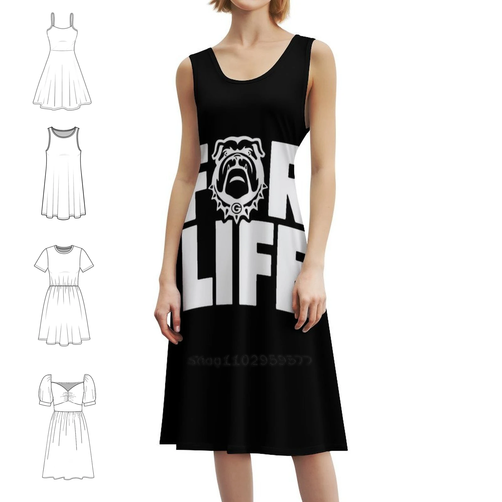 

Bulldog For Life Women's Streetwear Party Dress Trendy Print Club Clothing For Female Bulldog French Bulldog English Bulldog