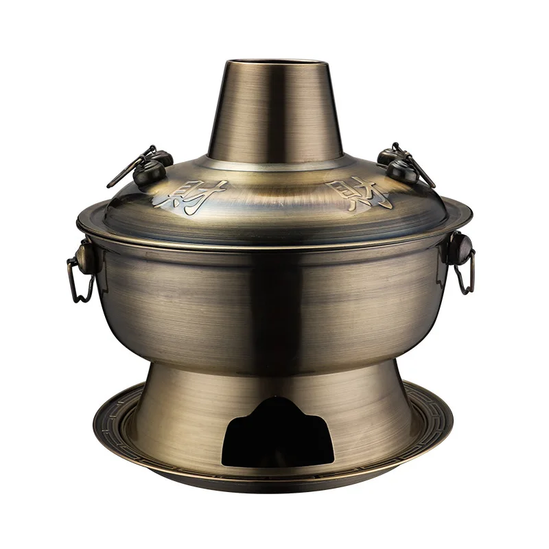 

Thickened Old Beijing Fire Boiler Imitation Copper Hot Pot Charcoal Copper Pot Electric Carbon Instant-boiled Mutton Hot Pot