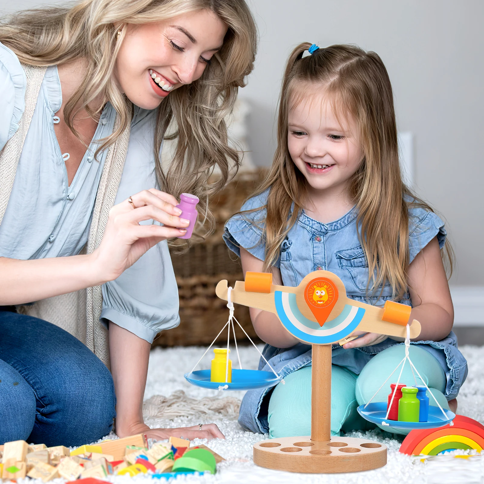 ไม้ของเล่นเด็กวัยหัดเดิน BOARD Scale สําหรับเด็ก Balancing เกมเดสก์ท็อปเด็กน่ารัก