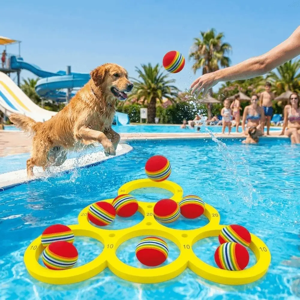 EVA Foam Water Ring Toss Game Scoring Design Floating Target Floating Toss Set Water Play Colorful Balls Outdoor Water Toy