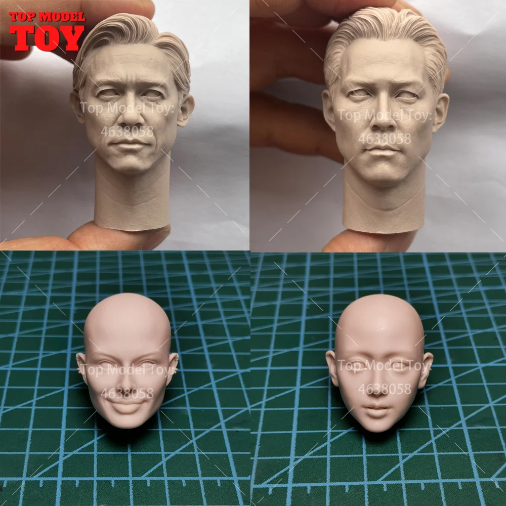 1/6 Scale Unpainted Tony Leung Chiu Wai Head Sculpt Carving Korea China Star Model For 12'' Soldier Action Figure Body Dolls