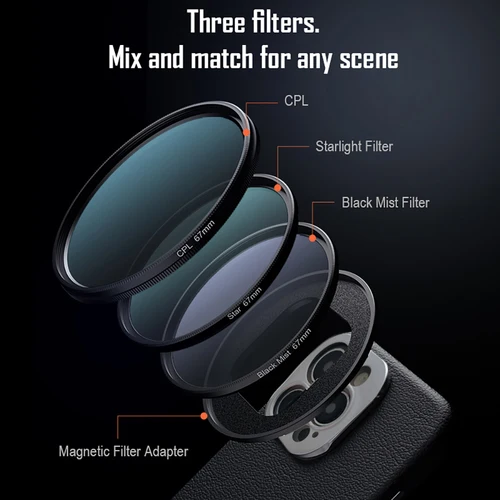 Imagen 2 del producto Funda magnética para teléfono iPhone 15 Series 67mm sistema de filtro magnético CPL Starlight filtro de niebla negro para fotografía al aire libre Magsafe