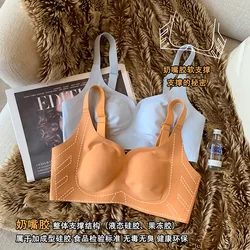 Thin lift-up seamless underwear for women with large breasts, no steel ring, anti-sagging push-up large size bra