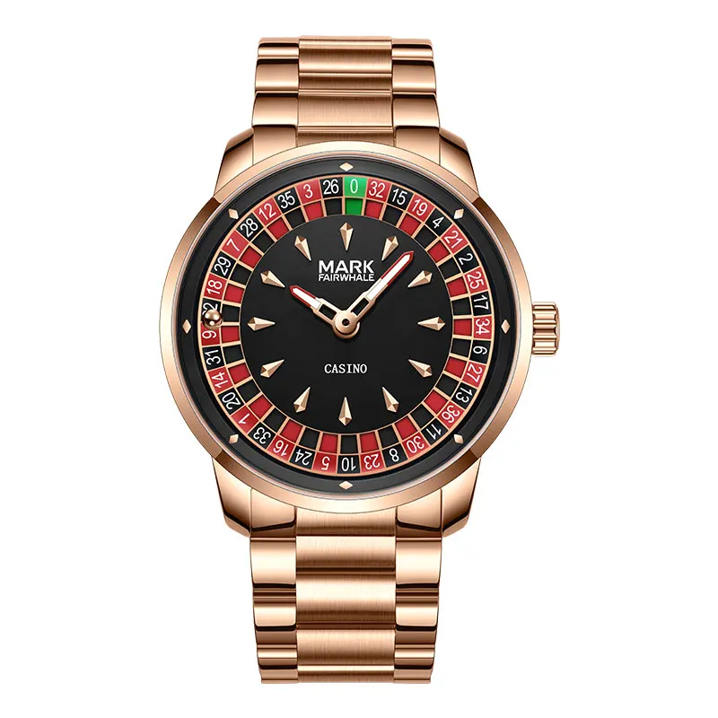 

Mark Fairwhale Men Watch Trendy Fashionable Roulette Night Light Pointer Waterproof Quartz Watches for Men