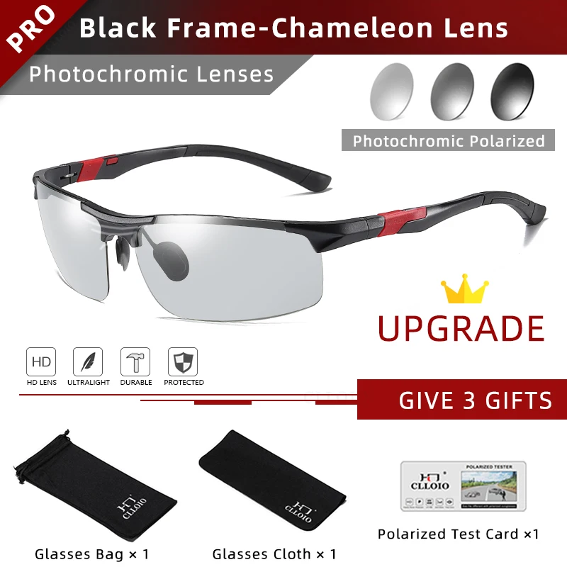 CLLOIO Aluminium Photochrome Sonnenbrille Männer Polarisierte Tag Nacht Fahren Chameleon Gläser Anti-Glare Ändern Farbe Sonnenbrille UV 3