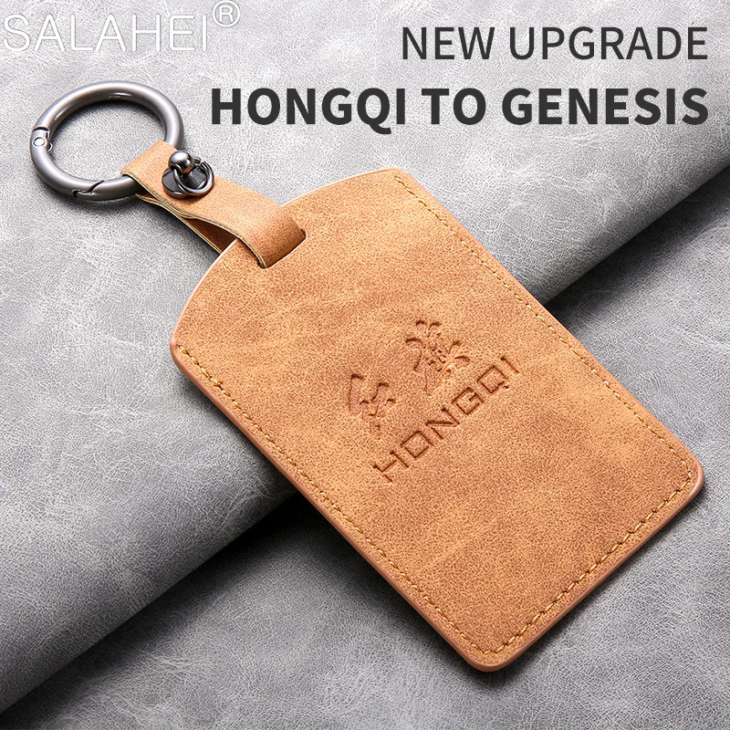 For FAW Hongqi HS7 HS5 H7 H9 E-HS3 2019 Sheepskin Leather Car Key Cover Card Remote Control Fobs Case Protector Keychain Holder