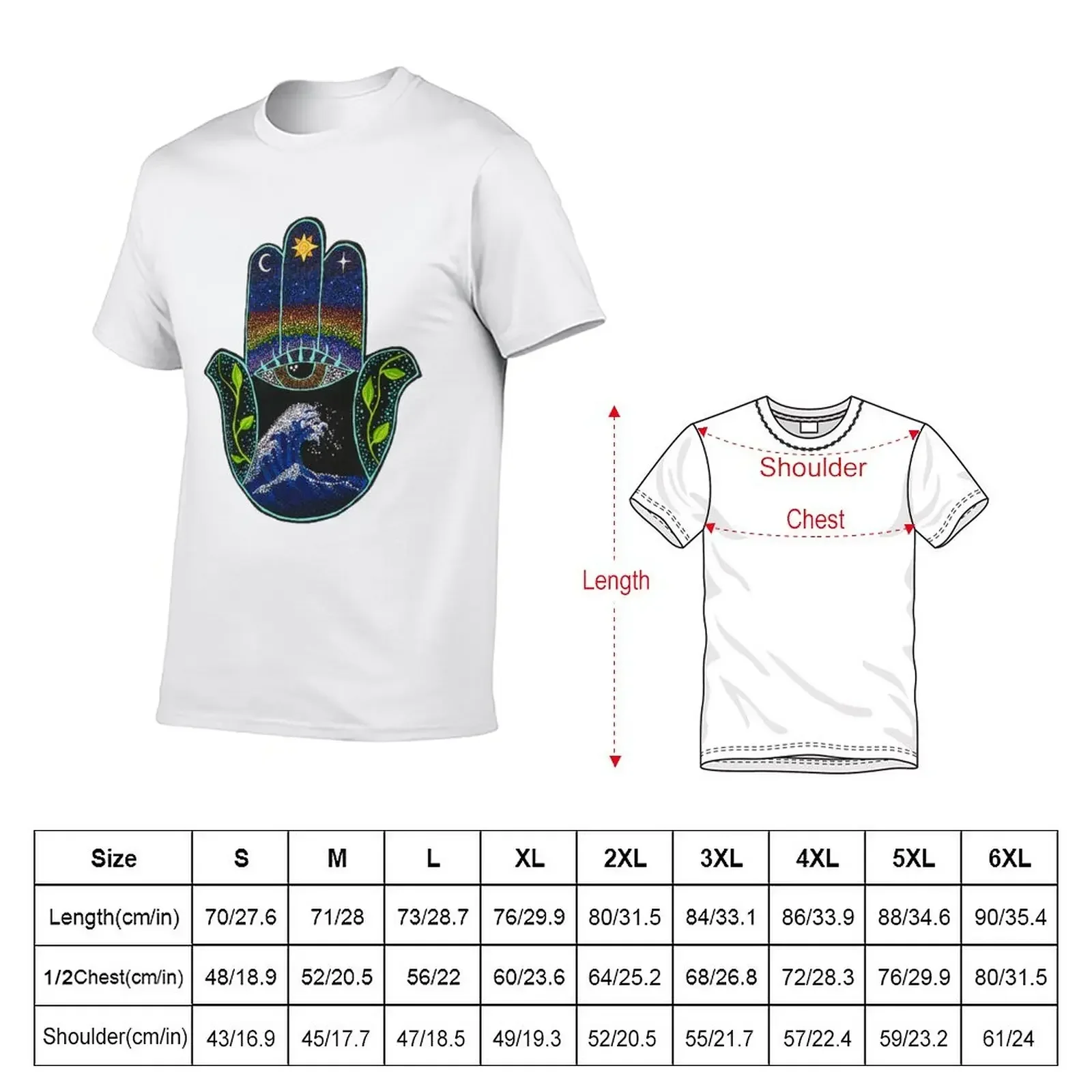 Hamsa Great Wave T-Shirt anime clothes Aesthetic clothing mens champion t shirts