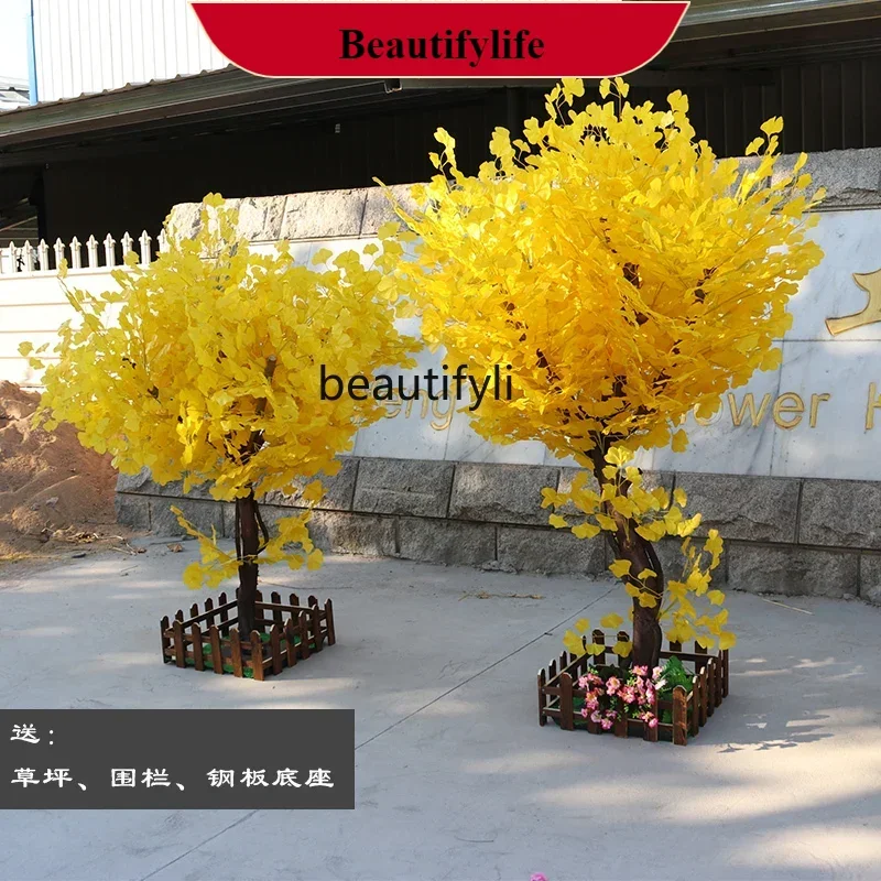 

F21 Simulation ginkgo wishing tree large fake tree green plant peach blossom fake flower company hotel props decorative tree