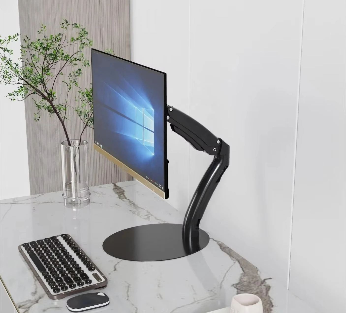 Flexibly Adjustable Single Monitor Stand With Bottom Anti-Slip Pads for Desk Placement VM-GB12S
