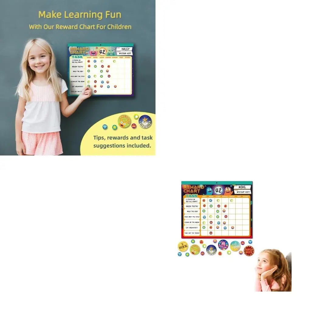 Kids Reward Chart, Routine Chart with 26 Chore Charts 2280 Stickers 48 Motivational Stickers