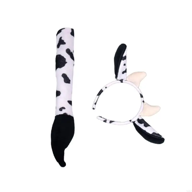 Costuos cosplay animales N5KB Zebras/Giraffe Ears Tail Tail Halloween Party Farty