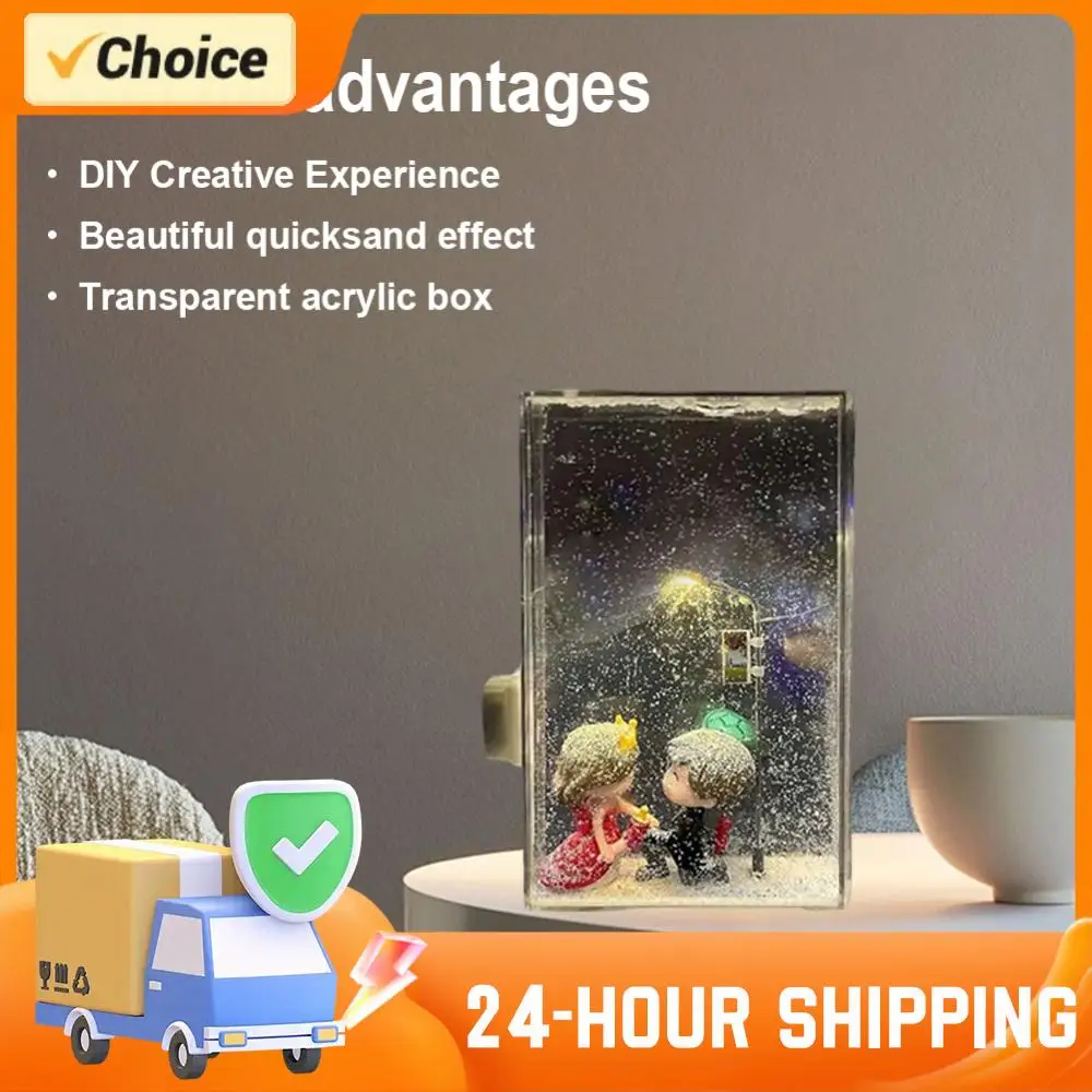 Scena di neve fai-da-te Luce notturna stradale Lampada nevicata Confezione di materiali per luce notturna con fiocco di neve fatto a mano Regalo creativo di Natale Capodanno