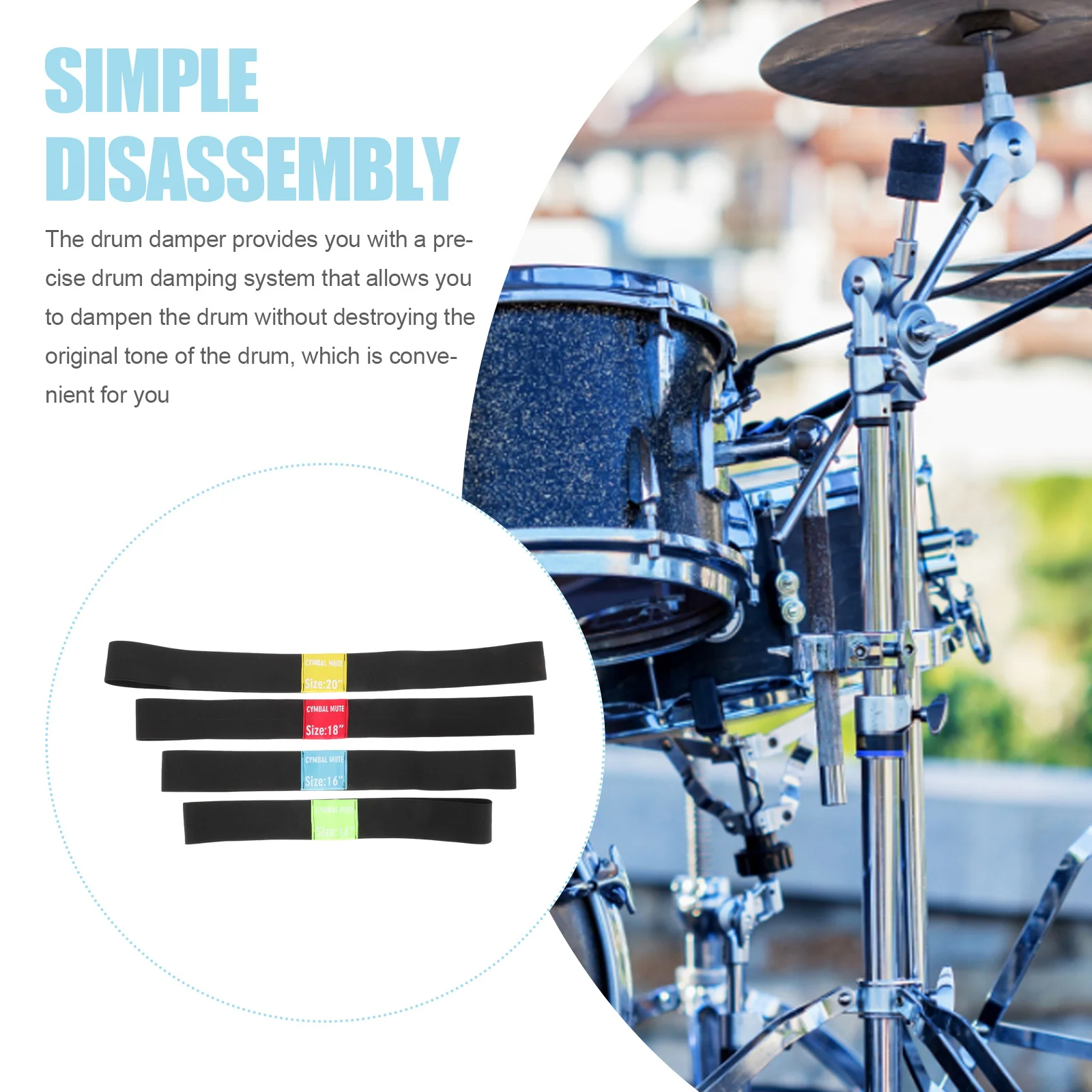 

Drum Kit Mute Ring Circles Drumstick Dampeners Accessory Practice Silencers Tips