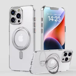 KEYSION Matte Shockproof 360 ° Rotating Magnetic Ring Stand Case for iPhone 16 Pro Max Phone Back Cover for 16 Pro MagSafe Case