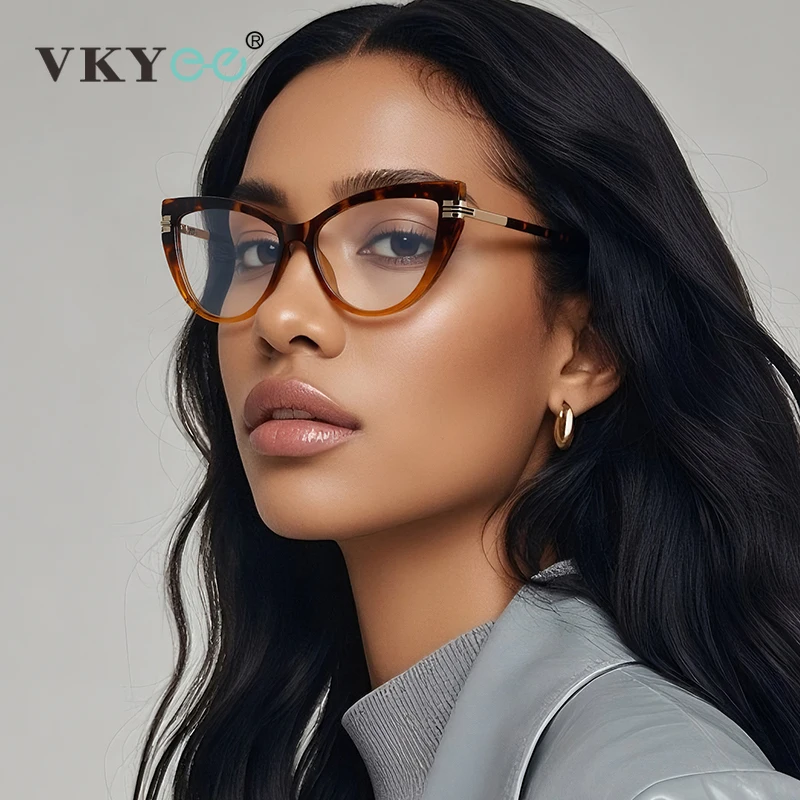 VKYEE Neue Mode Personalisierte Katzenauge Design frauen Anti-Blau Licht Lesebrille Photochrome Anpassbare Rezept