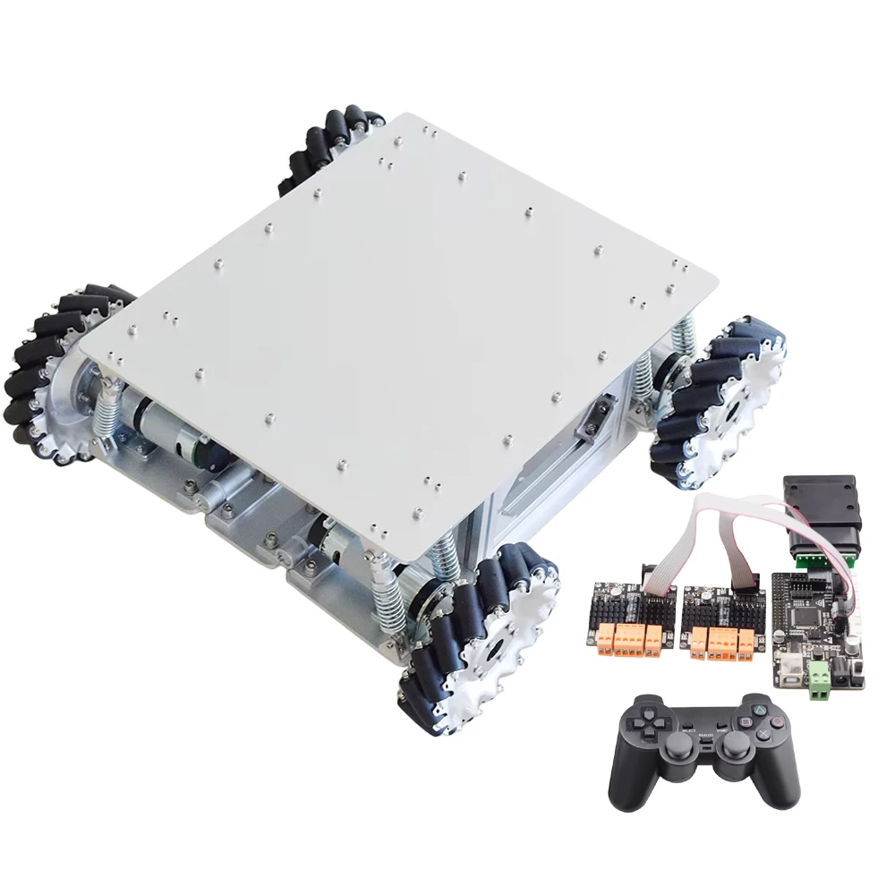 Zestaw podwozia samochodu robota Mecanum o udźwigu 60 kg z 4-częściowym silnikiem z przekładnią planetarną dla Arduino STM32 Raspberry Pi