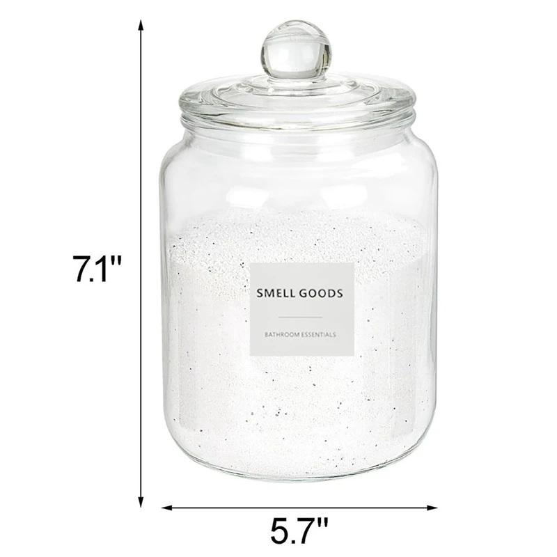 2Pcs Cookie Jar Half Gallon Glass Jars Set Kit With Airtight Lids For Laundry Detergent, Cookies, Flour, (67 Oz), 24 Labels