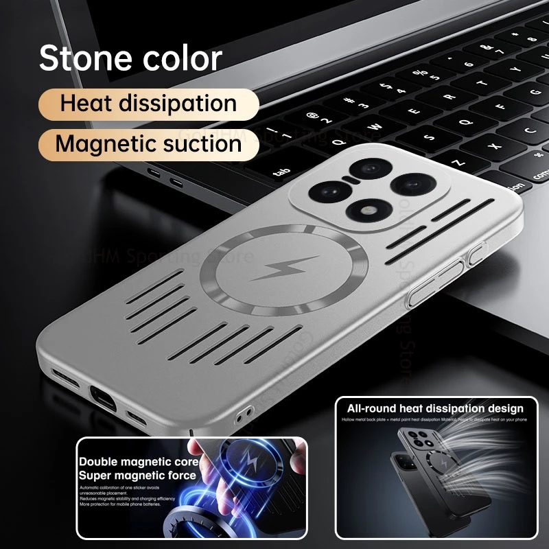 

Wireless Charger Magnetic Phone Cases For OnePlus 15 13R 13 12R Meta Paint Hollow Heat Dissipation Cover For Oneplus Ace 5 3 Pro