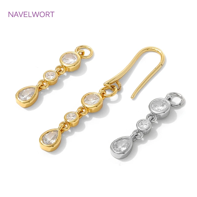 

подвеска на шею 18 К позолоченные латунные длинные подвески-подвески для изготовления ювелирных изделий, инкрустированные цирконом ювелирные подвески, аксессуары для изготовления сережек своими руками