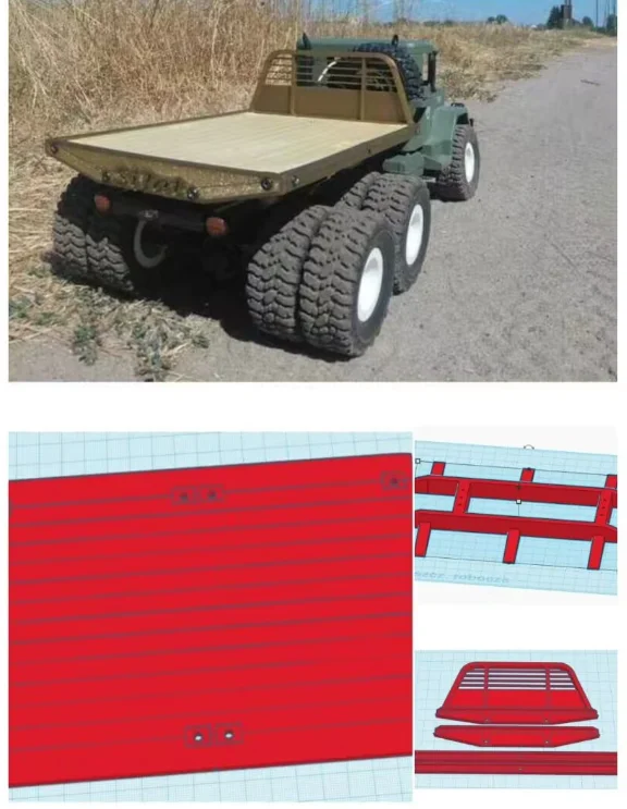 WPL B36 Ural 1/16 2.4G 6WD Rc Military Truck Rear Bucket Cargo Box Flatbed kits (3D no painted)