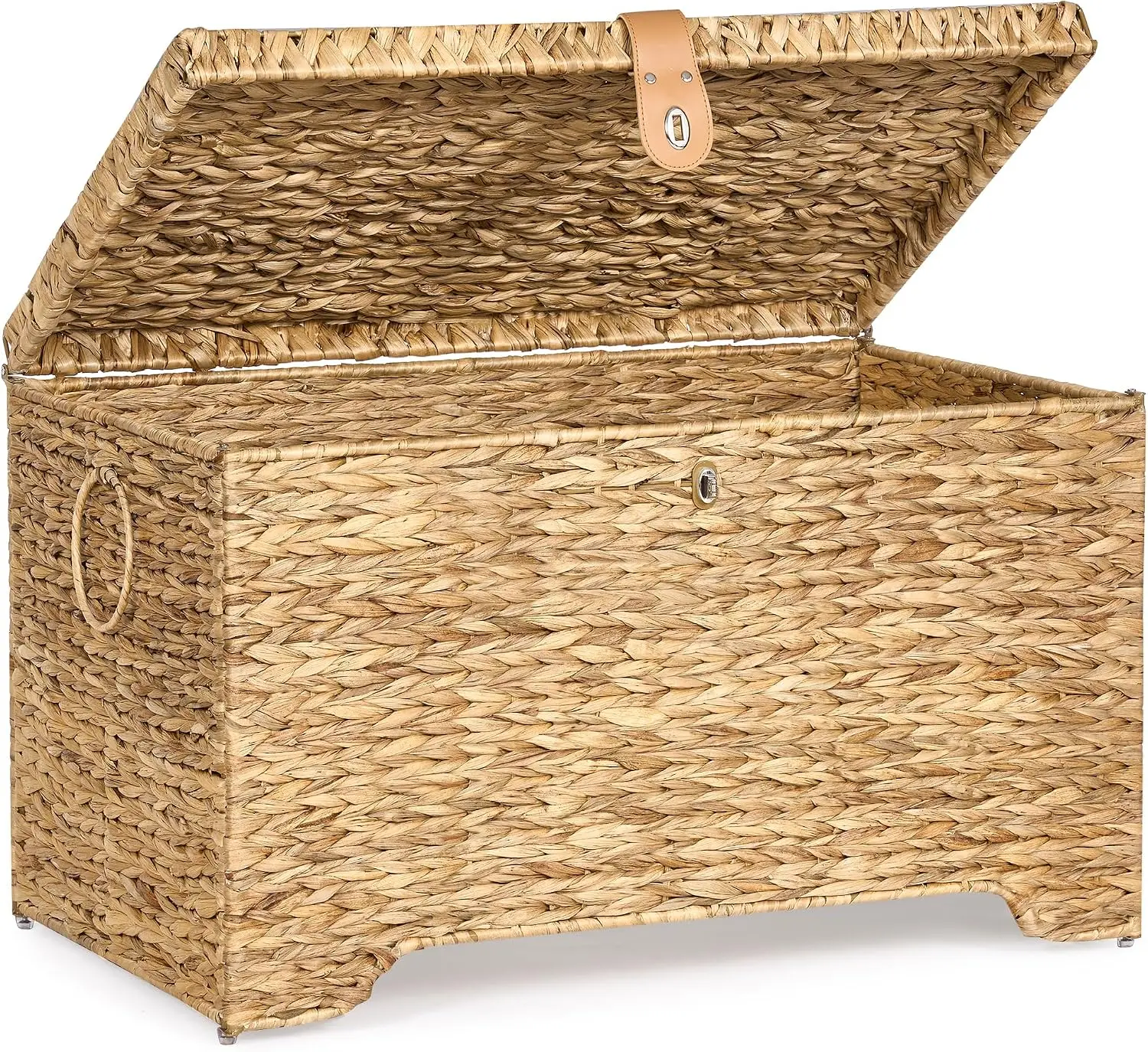 Honjourai Handwoven Storage Basket with Lid, 165L Wicker Storage Trunk