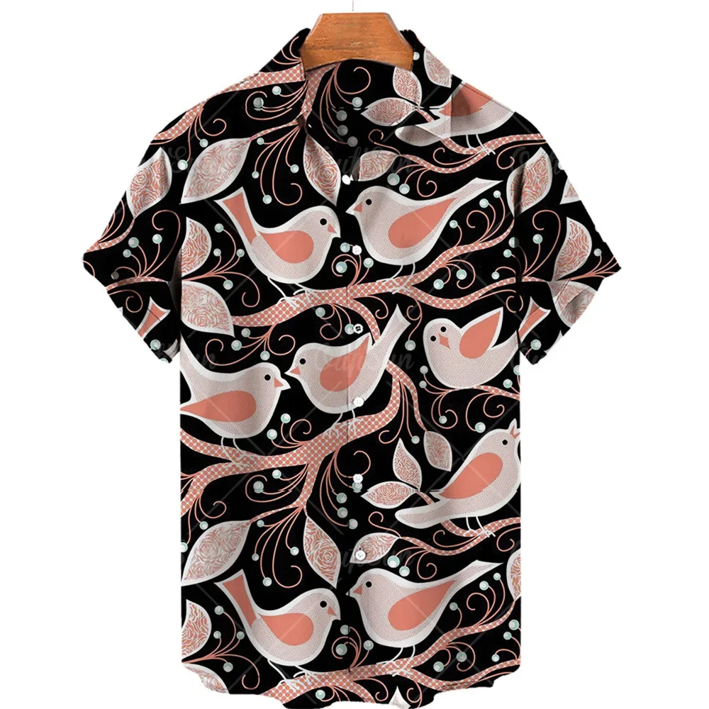 Camisa havaiana com estampa animal 3D masculina, gola de botões, tops casuais soltos, roupa grande, moda americana, original, novo, verão, 2023