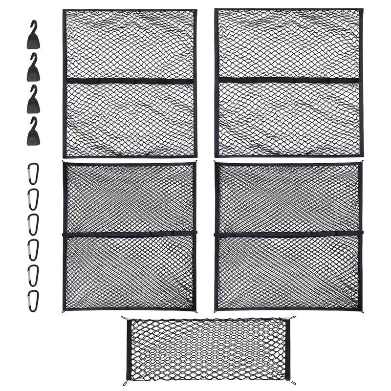 

Car Back Rear Mesh Trunk Seat Polyester String Net Magic Sticker Universal Storage Bag Pocket Cage Auto Organizer Seat Back Bag