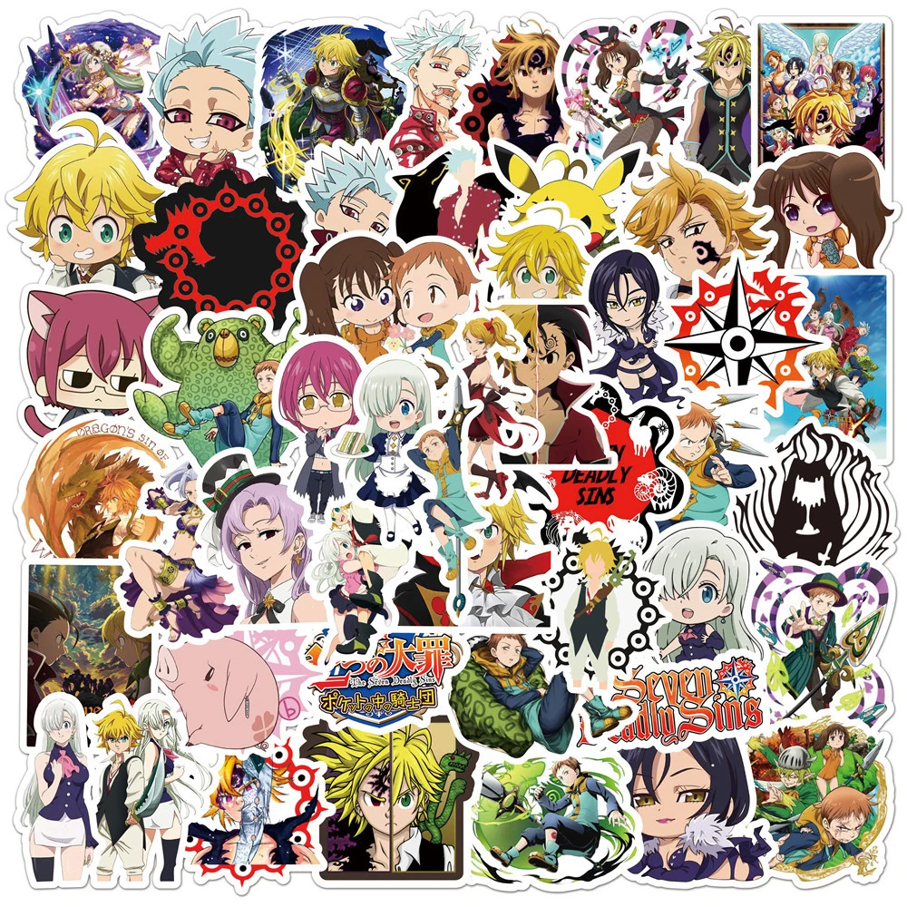 

10/30/50pcs The Seven Deadly Sins Stickers Elizabeth Liones Meliodas Sticker Laptop Skateboard Motorcycle King Diane Anime Decal