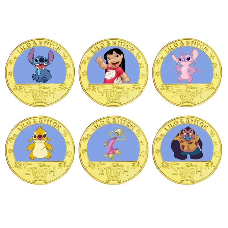 Disney Cartoon Lilo & Stitch Series New Style Commemorative Gold Coin Collect Ornaments Anime Figures Stitch Toy Birthday Gifts