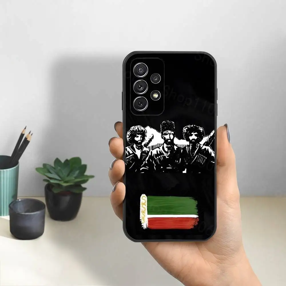 Bandeira arte c-chechen capa de telefone para samsung s25, s24, s23, s22, s21, s20, s10, ultra, plus, lite, fe, capa preta de silicone macio