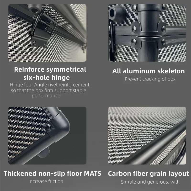 Portable Tool Box Instrument Case Storage Box with Sponge Handheld Impact Tool 36x26x15cm Tool Box Carbon Fiber Hard Case