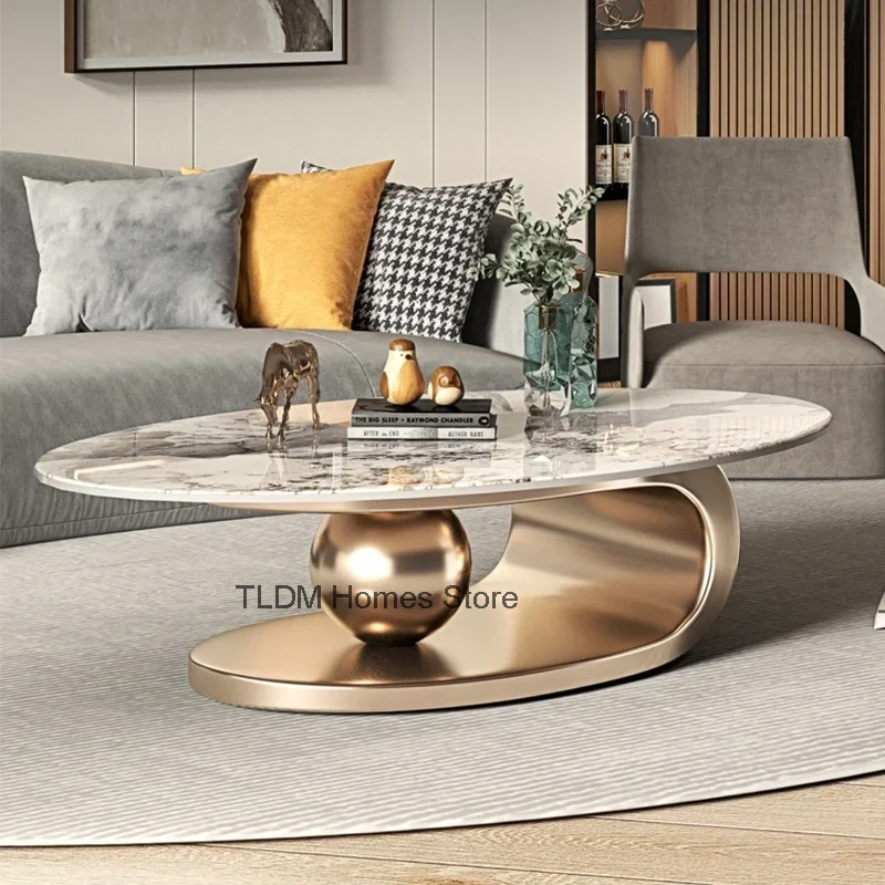 Living Room Coffee Tables Cover Legs Metal Home Dinning Marble Tables Oval Minimalist Mesa Centro Salon Nordic Furniture